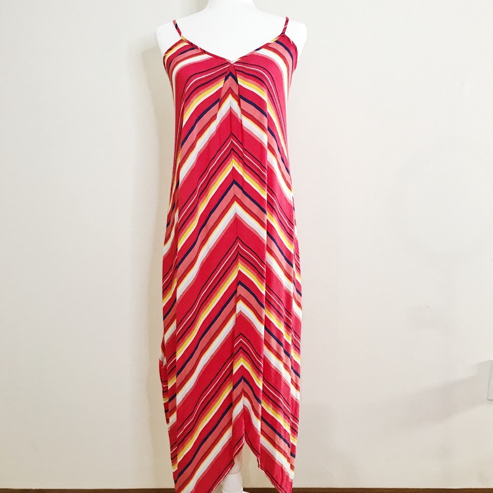 Westport Adjustable Strap Striped Red Maxi Dress